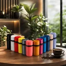 Garrafa Termica 400ml Fano Pequena Compacta Para Cafe Cha Agua Academia Escola Trabalho Tampa Copo