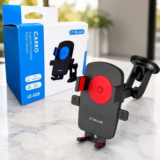 Suporte Celular Carro Universal com Ventosa para Painel e Vidro Suporte Articulado Para Smartphones 3.5 a 7 Polegadas