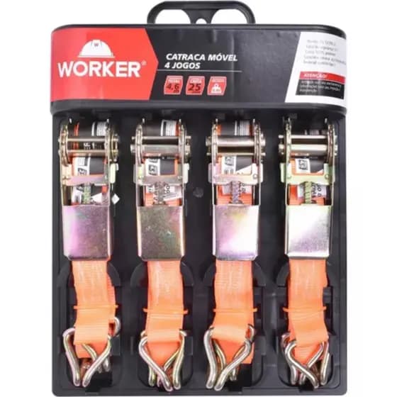 Kit Cinta + Catraca Móvel 4 Peças 25mm 4,6m 800kg P Reboque