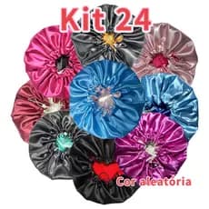 Kit 12/24UNI Toucas De Cetim Antifrizz Dupla Face Para Revenda- Atacado