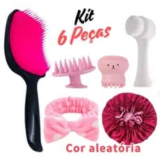 Kit Skin Care completo Limpeza de Pele - Massageador capilar Escovinha Facial Escova Polvo SkinCare