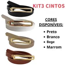 Kit 3/4pcs Cintos Feminino Para Vestido Short Calça Alfaitaria Fivela Alongada Dourado--1