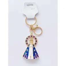 Chaveiro Nossa Senhora Aparecida de metal delicado com strass