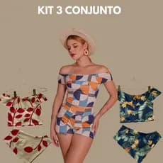 Kit 3 peças conjunto babado feminino versátil conjunto verão estampado dia a dia conjunto sofisticado casual tendência