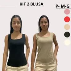 kit 2 blusa canelada decote quadrado blusa feminina blusa tendência blusa de regata blusa dia dia blusa casual