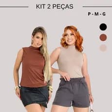 Kit 2 Camiseta gola alta regata feminina canelada camiseta básica regata casual blusa inverno regata tendência