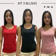 kit 3 blusa de alça kit 3 blusa regata kit 3 blusa feminina kit 3 blusa dia dia kit 3 blusa verão kit 3 blusa canelada