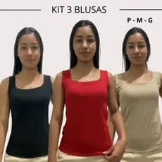 Kit 3 blusa canelada kit 3 blusa decote quadrado kit 3 blusa de alça kit 3 blusa baby look 3 blusa feminina dia dia