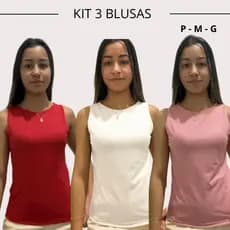 Kit 3 blusa canelada kit 3 blusa tendência kit 3 blusa dia dia kit 3 blusa verão kit 3 canelada kit 3 blusa feminina
