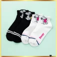 Meias Kikiya x Peanuts Snoopy Femininas Com Faixa No Tornozelo