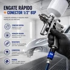 Conjunto Engate Rápido + Conector de Ar 1/4" BSP PDR SF20P + PM20P
