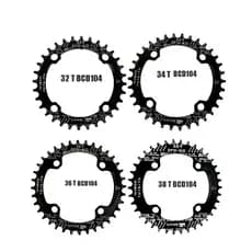 Coroa single narrow wide 32/34/36/38 dentes Bcd 104 em alumínio preta 9-12v Redonda bike MTB bicicleta