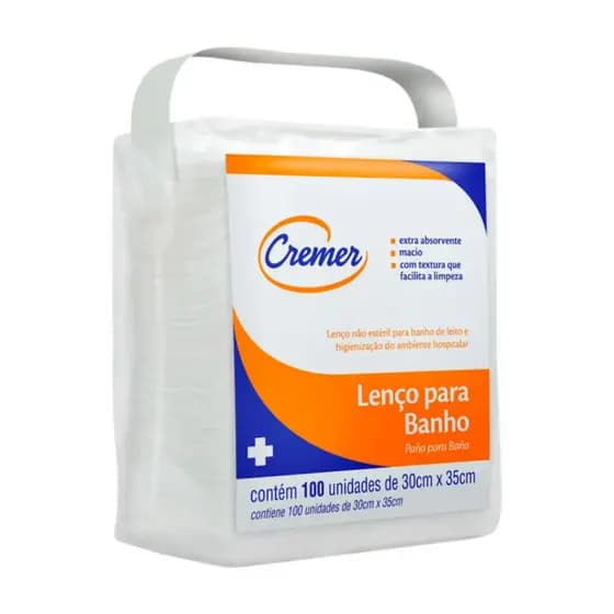 Lenço para Banho e Higiene Cremer com 100 Unidades