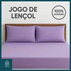 Jogo de Lençol  3 Peças Queen C/ Elástico - Malha 100% Algodão - Várias Cores - Liso