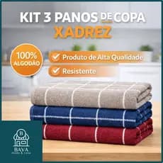 Kit 3 Panos de Prato Xadrez Felpudo 100% Algodão: Absorção Superior, Durabilidade e Estilo.