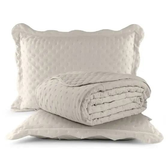 Kit Cobre Leito Colcha Casal Queen 03 Peças 2.60 x 2.40 Matelado 200 Fios Toque Macio