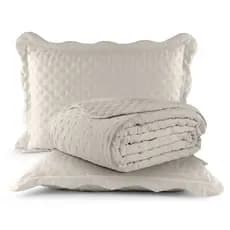 Kit Cobre Leito Colcha Casal Queen 03 Peças 2.60 x 2.40 Matelado 200 Fios Toque Macio