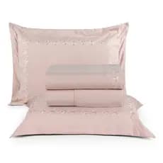 JOGO DE CAMA LENÇOL KING 4 PEÇAS BORDADO ESSENCIALLE - COM PORTA TRAVESSEIROS 4 ABAS 200 FIOS TOQUE MACIO