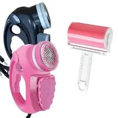 Papa Bolinha Elétrico Bivolt USB + Rolo Tira Pelos Lavável Preto e Rosa
