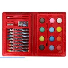 Estojo Canetinhas Maleta Material Escolar Pintura 24 Peças