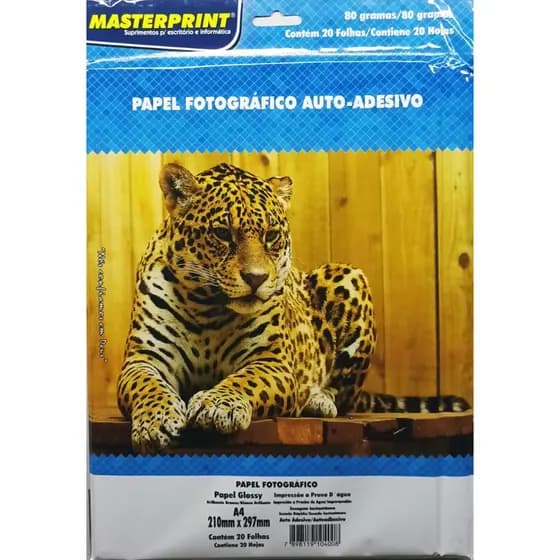 Papel Fotográfico Masterprint Adesivo 80g A4 Glossy - 100 Folhas