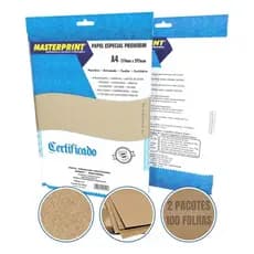 Kit 100 Folhas Papel Kraft 180g A4 Artesanato Premium Masterprint