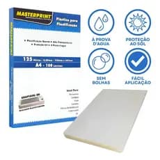 Plástico A4 220x307 0.05 Plastico Para Plastificacão 100 Folhas Com Brilho 125 Micras Masterprint