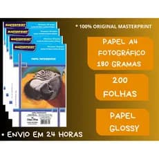 Papel Fotográfico 180g A4 200 Folhas Glossy à Prova D"água Brilhante
