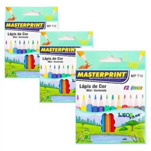 Kit 25 Caixas de Lápis de Cor Mini Caixa com 12 Cores Masterprint