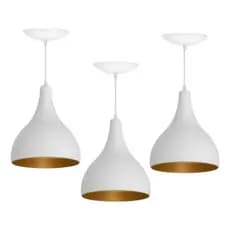 Luminaria Pendente kit 3 Gota branca/cobre Aluminio, Casa Sala cozinha Balcão Bancada Varanda Lustre