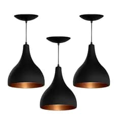 Luminaria pendente de teto kit 3 Gota Cabo De 1,5M Casa Cozinha Quarto Varanda Decoração.