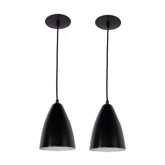Pendentes Moderno Vegas Kit2 Preto/Branco Cabo 1m Lustre Decorativo Casa Cozinha Sala Jantar Externo
