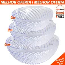Kit Conjunto de 3 Bowls Plástico Resistente Bowl Twist Saladeira Tigela Multiuso 310ml / 750ml e 3,6 Litros