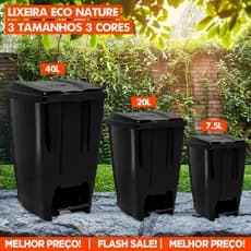 Lixeira Com Tampa Pedal 40 e 20 Litros Lixo Multiuso Para Cozinha Banheiro Escritório Área Gourmet Plástico Reforçado