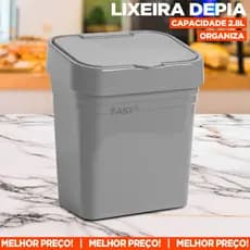 Lixeira de Pia de Cozinha 2.8 Litros Com Tampa Organizadora de Lixo e Ambiente para Banheiro Casa Mesa de Escritório