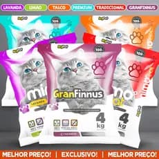 Kit 5 Areia Fardo Sanitaria GranFinnus 20kg para Gatos Granulado Fino Natural Alta Absorcao e Controle de Odores
