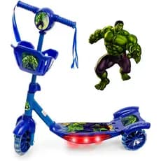 Patinete Musical 3 Rodas Infantil Cesta E Luzes Hulk Novidade