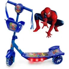Patinete 3 Rodas Infantil Homem Aranha Cesta Luz Musica Diversão da Criança