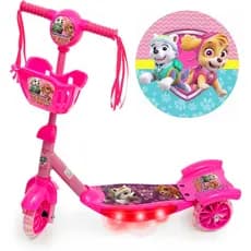 Patinete Musical 3 Rodas Cesta E Luzes Patrula Canina Rosa