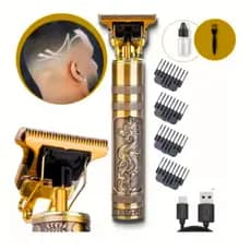 Máquina De Cortar Cabelo Para Barba Pezinho Bigode Sobrancelha Designer Dragão 4 Pentes Recarregavel