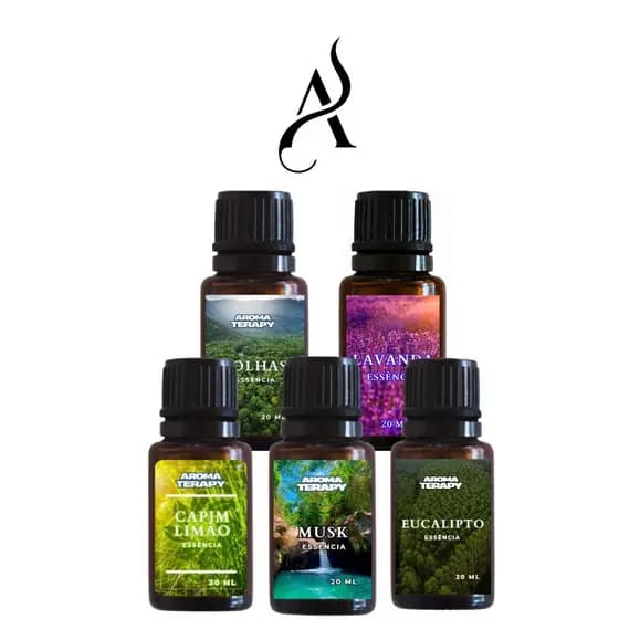 Kit de 5 Essências Hidrossolúveis Aromatizantes Para Umidificador 20ml | Essências Hidrossolúveis