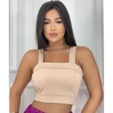 Cropped Feminino Alcinha Grossa Com Bojo Tecido Blusa Verão Tamanho Único