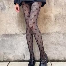 Meia-Calça Meia-Fina De Coração Arrastão Feminina Adulto Elegante