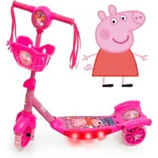 Patinete Musical 3 Rodas Infantil Cesta E Luzes Peppa Pig Novidade