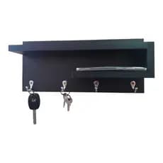 Suporte Porta Chaves Parede Multiuso Organizador Decorativo MDF PRETO TX 15mm com Gancho