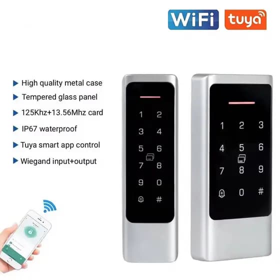 Tuya WiFi NFC Sistema De Controle Acesso Inteligente Fechadura Da Porta RFID Leitor Cartão Dupla Frequência Teclado IP68