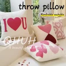 Almofadas decorativas para sofá / padrão de corações rosa e branco / estilo minimalista moderno / qualidade premium / al