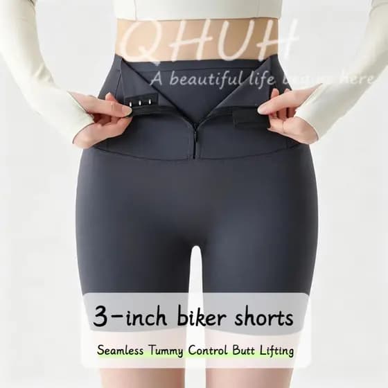 Shorts de Ciclista Femininos de Verão de 3 Polegadas, Controle Abdominal e Efeito Levanta Bumbum, Shorts de Segurança Fi