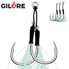 5 Pcs Anzol Simples e Duplo com Flash Tinsel Ponta Afiada para Pesca de Alta Velocidade em Água Doce e Salgada