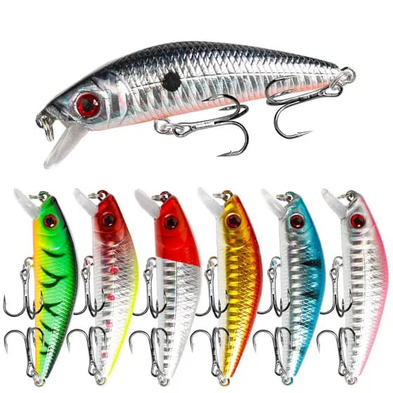 7cm 8g Isca Artificial Minnow Afundante Biônica Material de Pesca